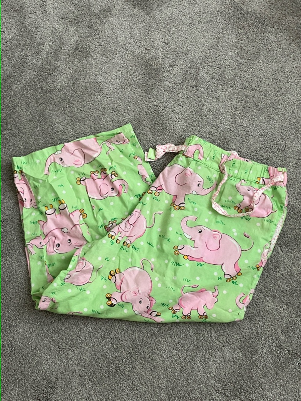 Adorable VINTAGE Nick & Nora Cropped Pajama Pants with Pink Elephants XXL - Picture 8 of 8